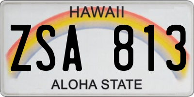 HI license plate ZSA813