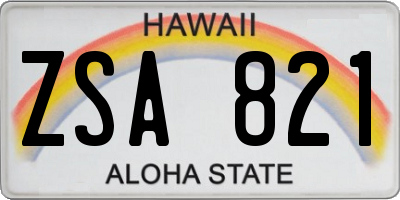 HI license plate ZSA821