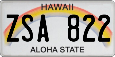 HI license plate ZSA822