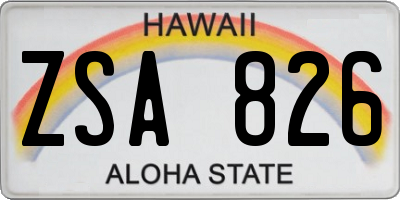 HI license plate ZSA826