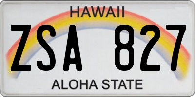 HI license plate ZSA827