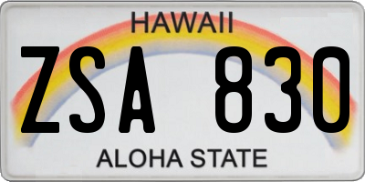 HI license plate ZSA830