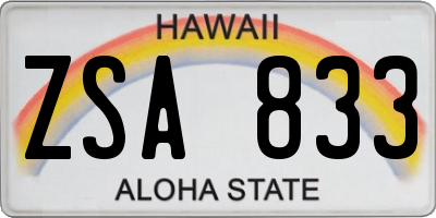 HI license plate ZSA833