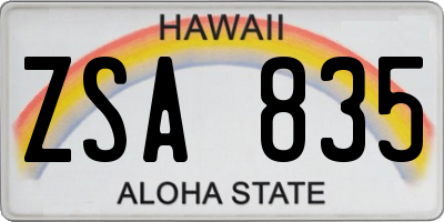 HI license plate ZSA835