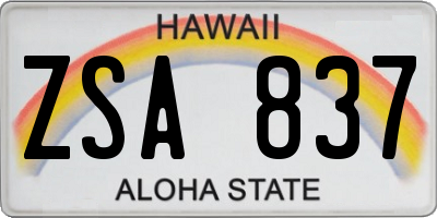 HI license plate ZSA837