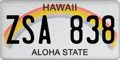 HI license plate ZSA838