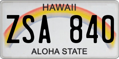 HI license plate ZSA840