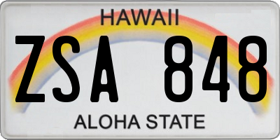 HI license plate ZSA848