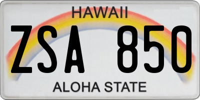 HI license plate ZSA850