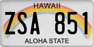 HI license plate ZSA851
