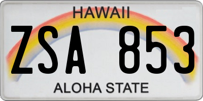 HI license plate ZSA853