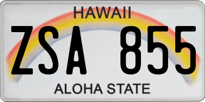 HI license plate ZSA855