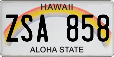 HI license plate ZSA858