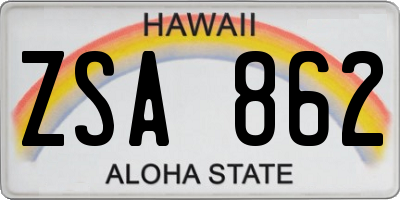HI license plate ZSA862