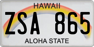 HI license plate ZSA865