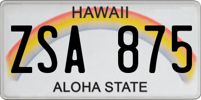 HI license plate ZSA875