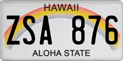 HI license plate ZSA876