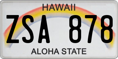 HI license plate ZSA878