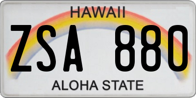 HI license plate ZSA880