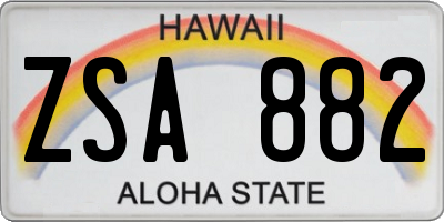 HI license plate ZSA882