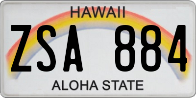 HI license plate ZSA884
