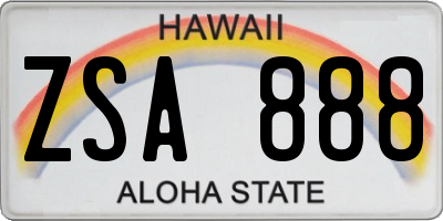 HI license plate ZSA888