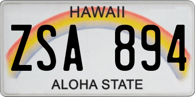 HI license plate ZSA894