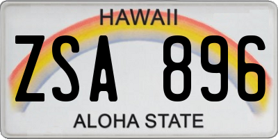 HI license plate ZSA896