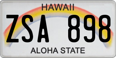 HI license plate ZSA898