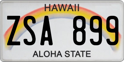 HI license plate ZSA899