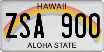 HI license plate ZSA900