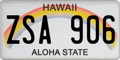 HI license plate ZSA906
