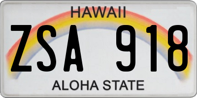 HI license plate ZSA918