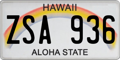 HI license plate ZSA936