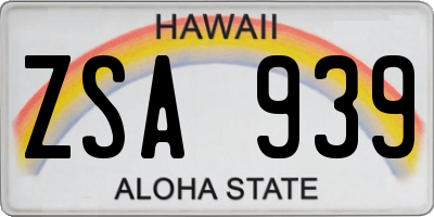 HI license plate ZSA939
