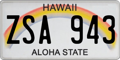 HI license plate ZSA943