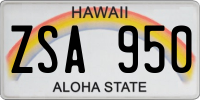 HI license plate ZSA950