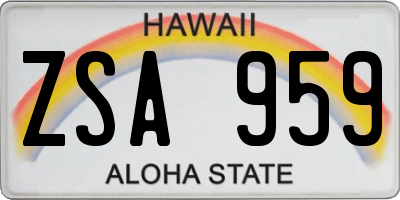 HI license plate ZSA959