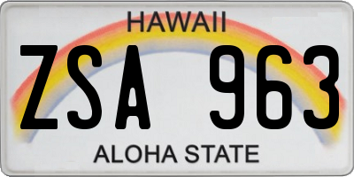 HI license plate ZSA963