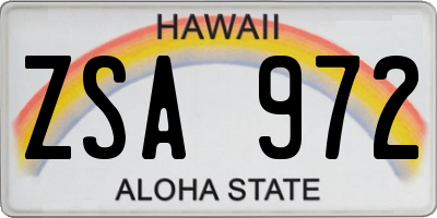 HI license plate ZSA972