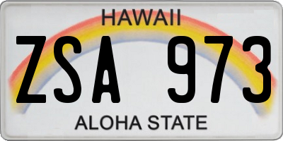 HI license plate ZSA973
