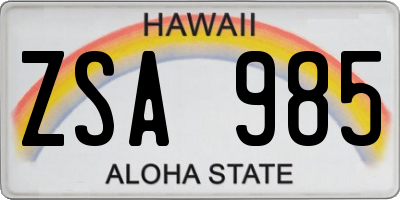 HI license plate ZSA985