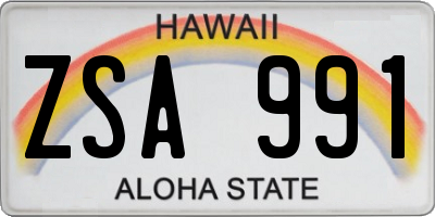 HI license plate ZSA991
