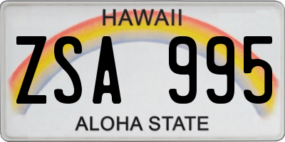 HI license plate ZSA995