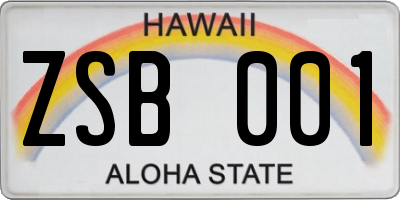 HI license plate ZSB001