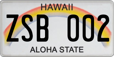 HI license plate ZSB002