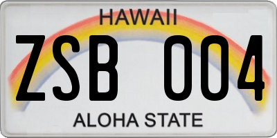 HI license plate ZSB004