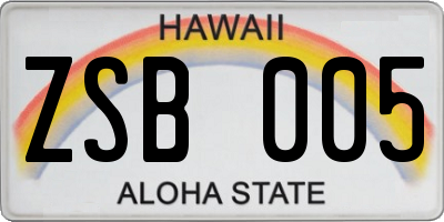 HI license plate ZSB005