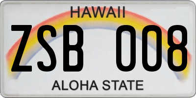 HI license plate ZSB008