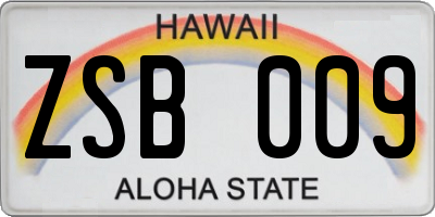 HI license plate ZSB009